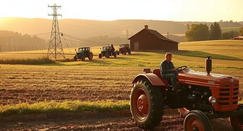 Vintage farm scene from 1970s