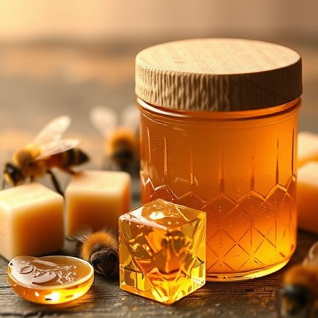 Farmhouse honey jar with honeycomb