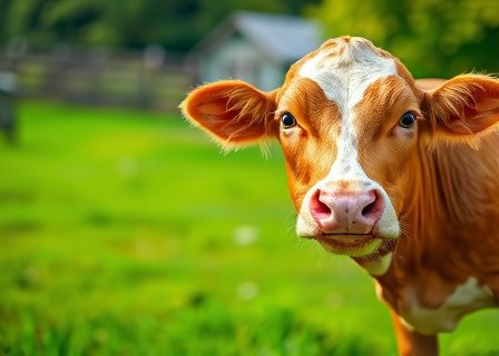 Heidi the cow grazing in a green pasture at Playriteb Farm